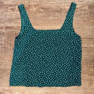 Reformation Green Floral Square Neck Sleeveless Blouse XS